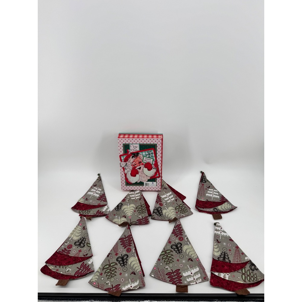 Lindy Bowman Christmas Tree Fabric Napkins Set of 8 Andrea Mistretta Holiday Box